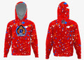 Hoodie #1 - Red Paint Splatter Little Scrappy front and back view
