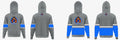 Hoodie #4 - Gray and Blue Colorblock Little Scrappy front and back view
