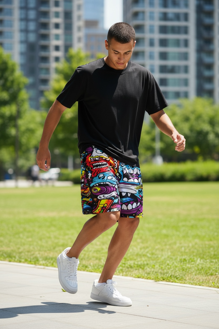 Scrappy Graphic Shorts