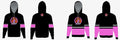 Hoodie #6 - Black and Pink Colorblock Little Scrappy front and back view