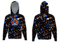 Hoodie #2 - Black Paint Splatter Little Scrappy front and back view