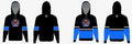 Hoodie #3 - Black and Blue Colorblock Little Scrappy front and back view