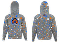 Hoodie #5 - Gray Paint Splatter Little Scrappy front and back view