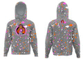 Hoodie #7 - Gray Paint Splatter Little Scrappy Girl front and back view